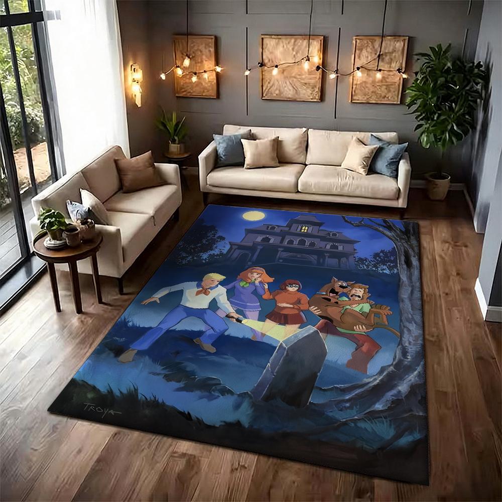 Scoobydoo Spooky Night Adventure Patterned Rug Soundproof Noisereducing Carpet For Bathroom Kitchen Home Party Decor Christmas Gift