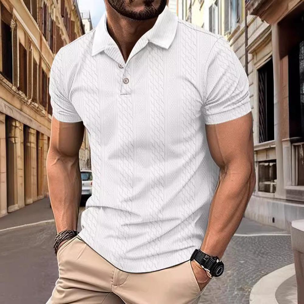 Summer Polo Shirt Solid Color Lapel Men's Short Sleeved Shirt