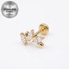 Euro Cross 316L Medical Grade Stainless Steel Star Eye Wing Ear and Lip Stud with Internal Thread