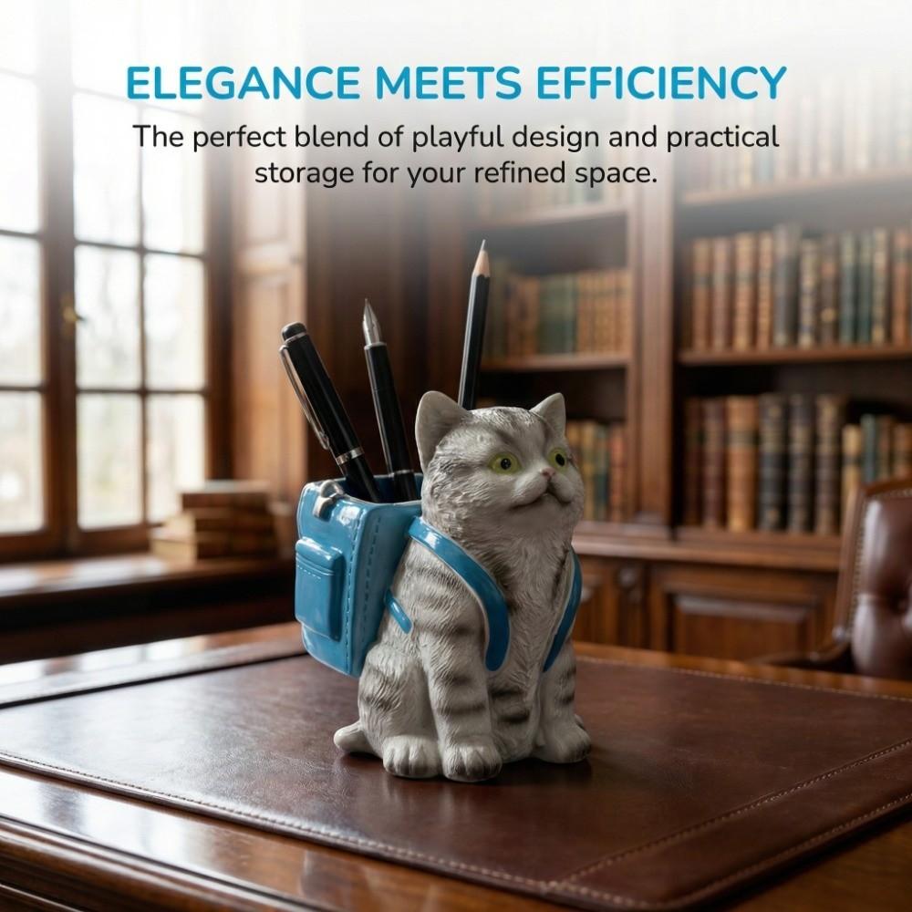 Creative Kitty Stationery Organizer Multi Functional Desktop Storage Ornaments  Student
