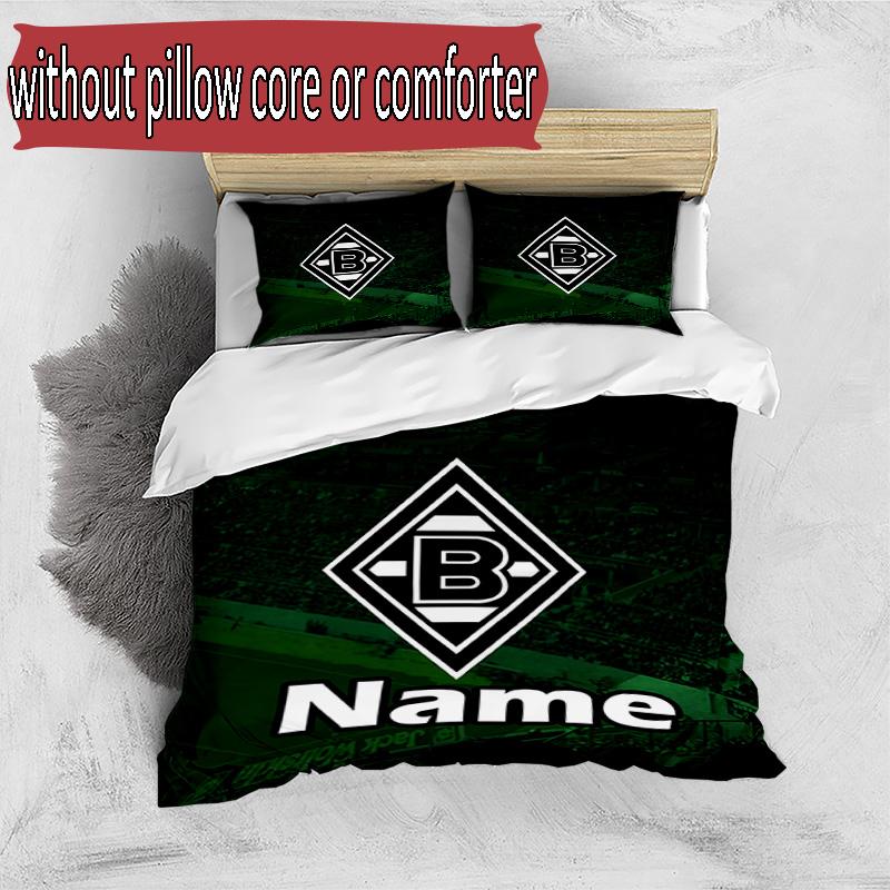 3pcs Duvet Cover Set (1*Duvet Cover + 2*Pillowcase, Without Core), Custom Name Borussia Monchengladbach Pattern Bedding Set, Home Bedroom Decor Gift
