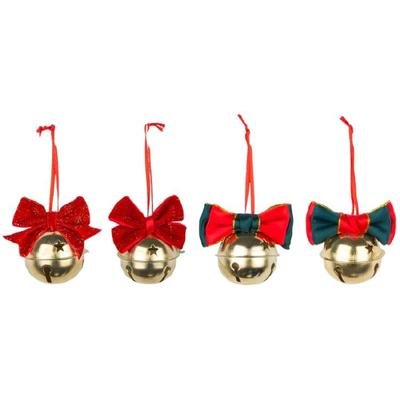 Fabric Metal Christmas Bells with Velvets Bowknot Decorative Hanging Ornament For Tree Door Wall Display