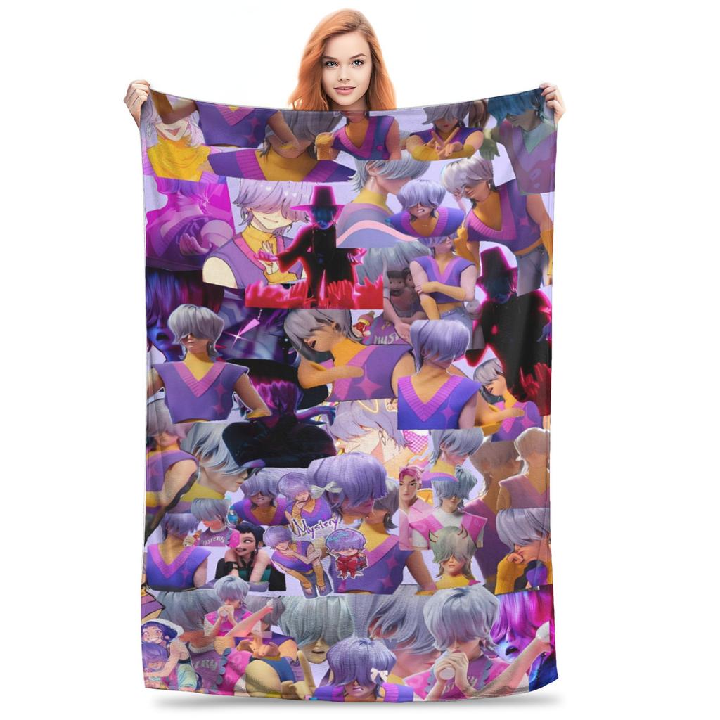 Anime Kpop Demon Hunters Mystery Saja Boys Blanket  Super Warm Plush Throw Blanket For Couch Bed Flannel Bedspread Bed Cover