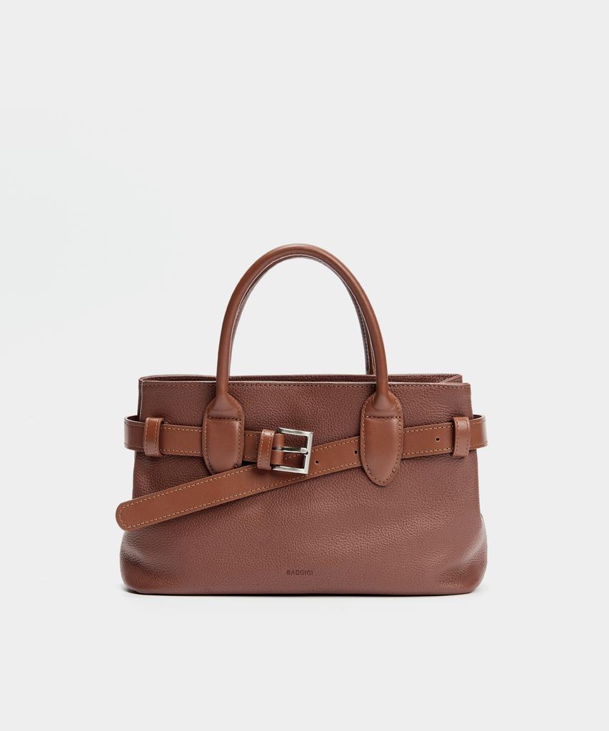 Badgigi Belt Leather Mini Tote Bag, Brown