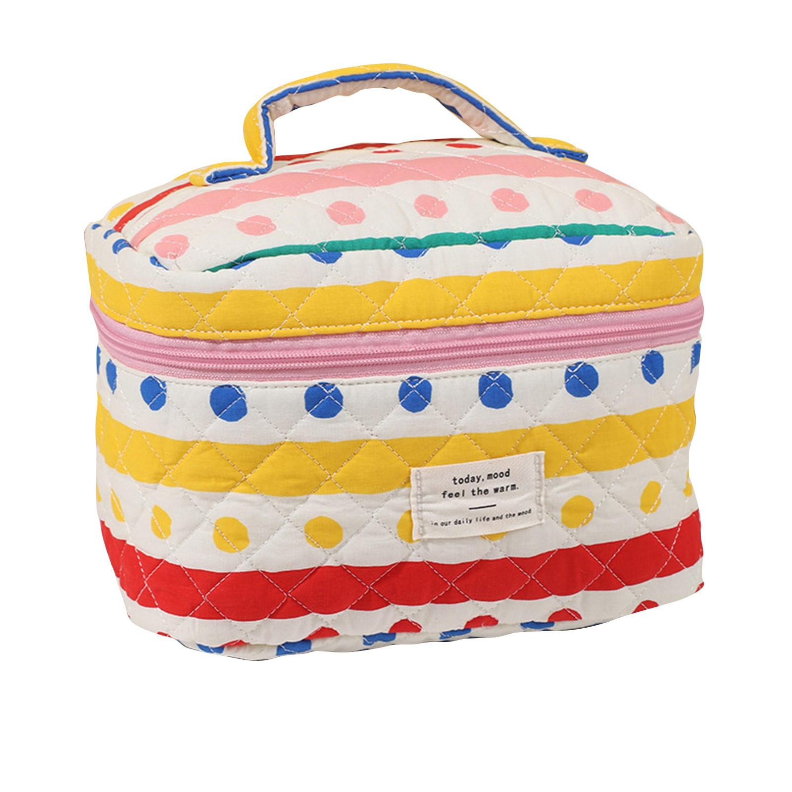 

Жіноча велика дорожня стьобана косметичка Бавовняна косметичка з квітковим орнаментом Сумка для зберігання туалетно-косметичних засобів з квітковим орнаментом Ручна велика місткість One Size білий