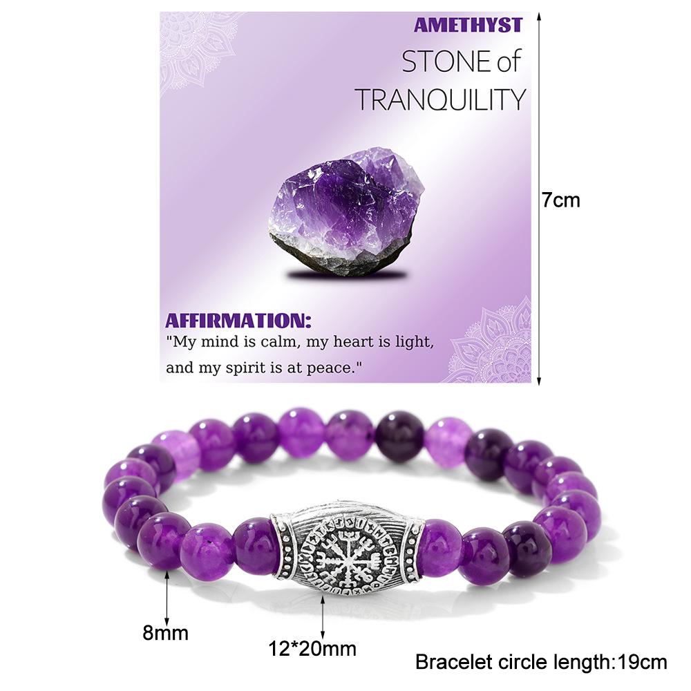 Viking Inspired Beaded Bracelet Stone Gemstone Rune Style Unisex Jewelry Gift