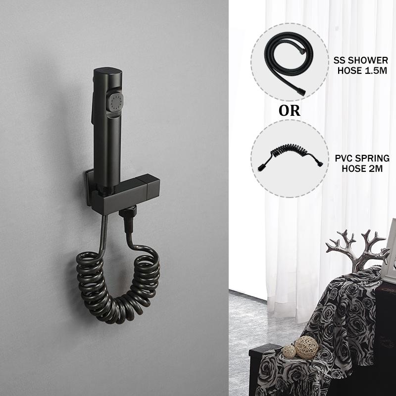 Black Toilet Bidet Nozzle Set Nozzle Gun Shower Handheld Bidet Faucet Portable Toilet Bidet Sprayer Household Hose Self-Cleaning