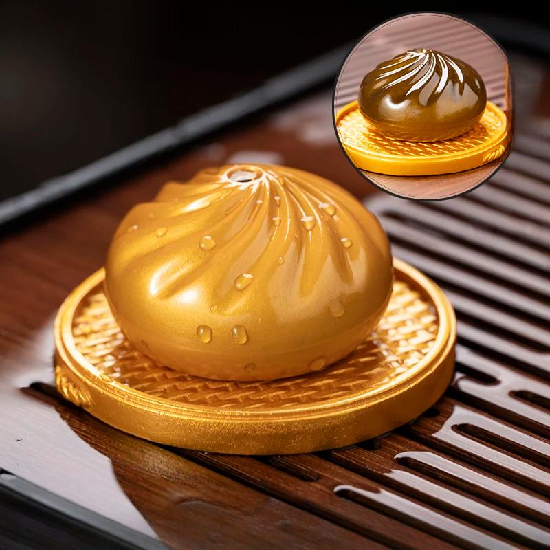 Color-changing Small Steamed Buns Tea Pet Ornaments Creative Tea Tray Decorative Household Resin Handicrafts Teaware Accessories