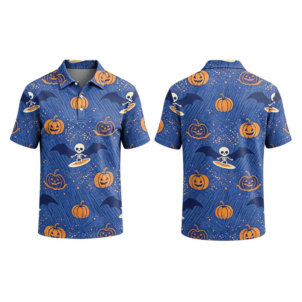Men's Short Sleeve Shirt Halloween Print for Casual Parties and Daily Outings