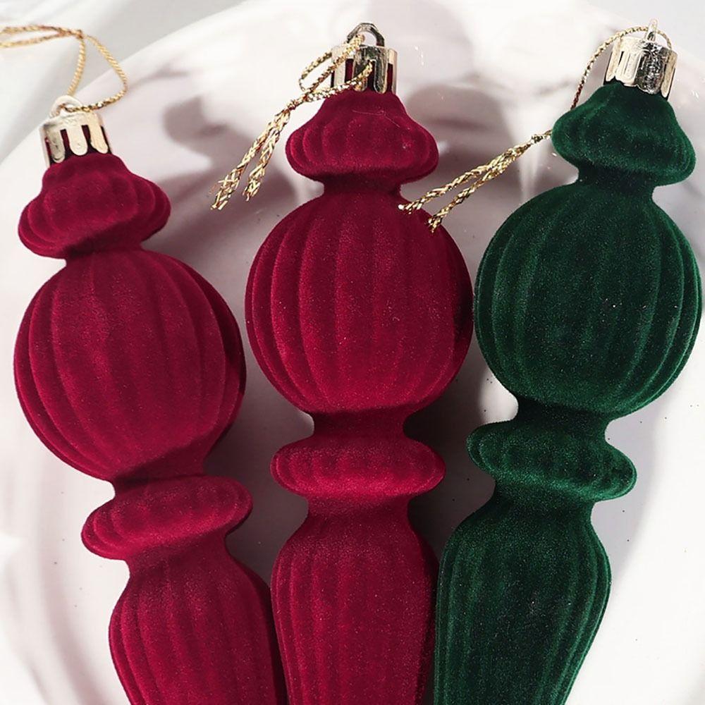 6pcs/Box Velvet Ball Christmas Tree Ornament Plastic Cone Ornaments New Year Decor