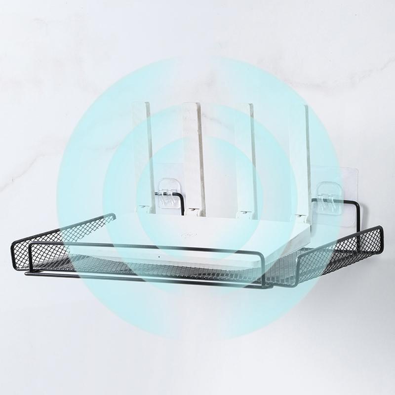 Stainless Steel Wall-Mounted Router Shelf No-Drill Space-Saving Organizer For Tv Top Boxes Keys Small Items In Living Room