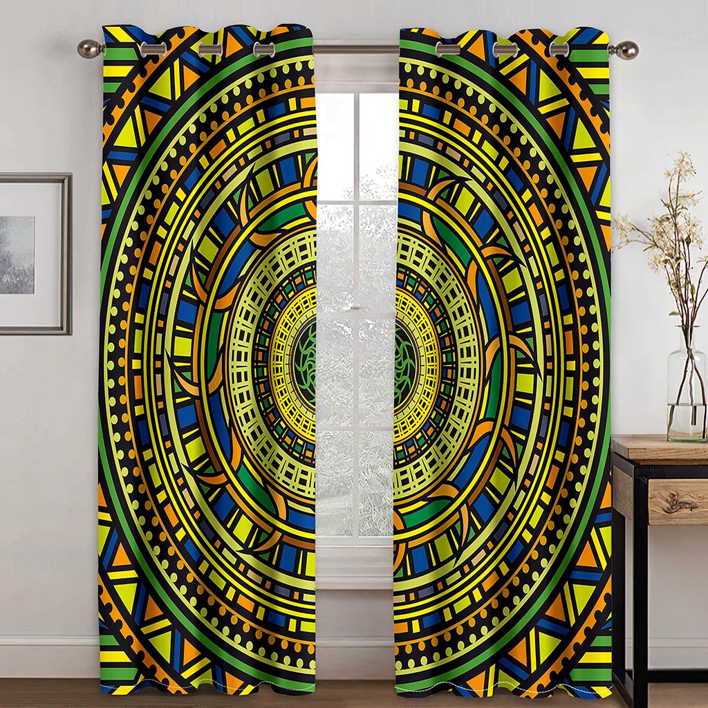 

Абстрактные Роскошные Простые Бохо Богемные Дешевые Шторы Для Окна Гостиной 2 Части Детская Спальня Детская Ванная Комната HomeDecor Крючки W50 X H130(CM)X2&Grommet Top