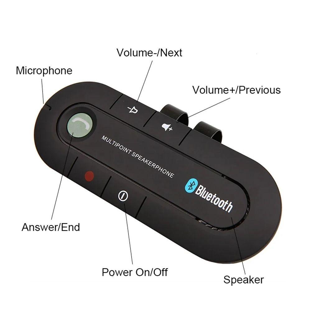 ABS Car Bluetooth Handsfree Phone Kit Micro USB Charging Cable Black MP3 Music Player Clip-on Wireless Speaker Speakerphone Car