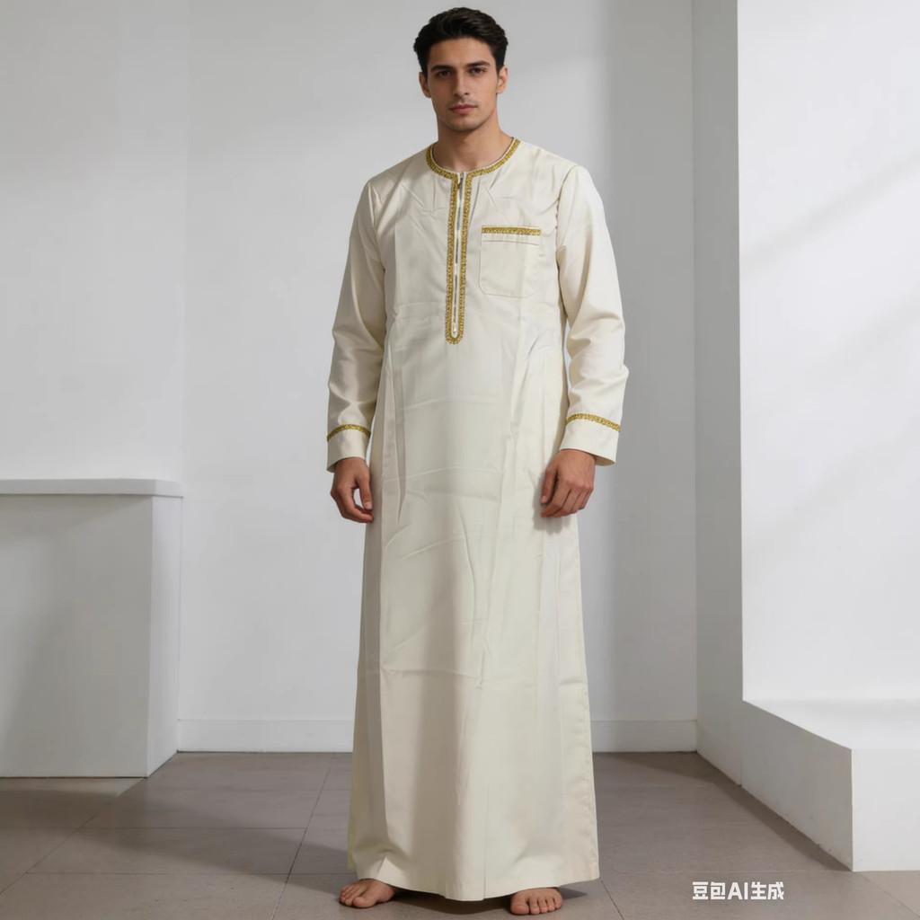 Middle Eastern Polyester Long Robe For Costume And Cultural Events