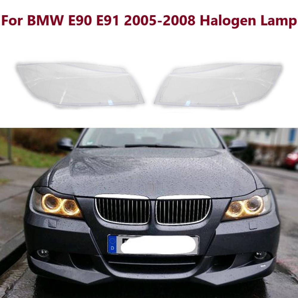 Car Front Headlight Lens Cover For BMW E90 E91 3 2005 2006 2007 2008  Glass Auto Halogen Headlamp Lampshade Transparent