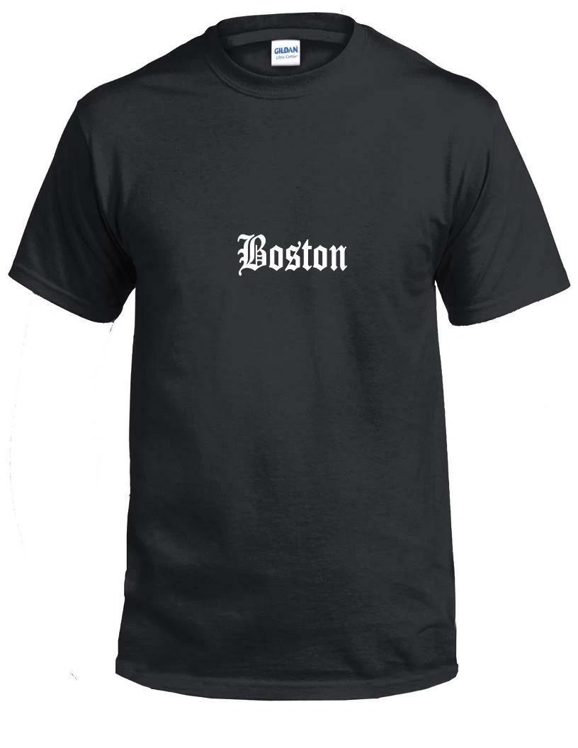 Boston T-Shirt Funny Boston Massachusetts Place Name Home State Black Tee Shirt XL