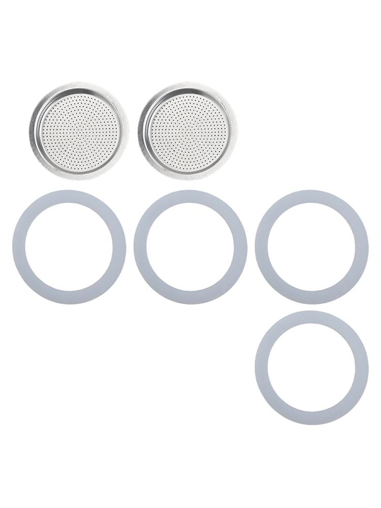 Coffee Filter Set Espresso Maker Kit Convenient Coffee Brewing 3 Cup Coffee Brewing Replacement Parts Silicone Gasket