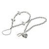 Silver Color Cell Phone Straps Phone Beaded Rope Silver Heart Phone Lanyard Heart Phone Charms