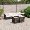VidaXL Garden Lounge Set 7 Pcs with Cushions Black Wicker 3261884