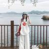 MJ STYLE White Short Sleeve T-Shirt for Women 2026 New Summer OOTD Cotton Loose Fit Basic Top