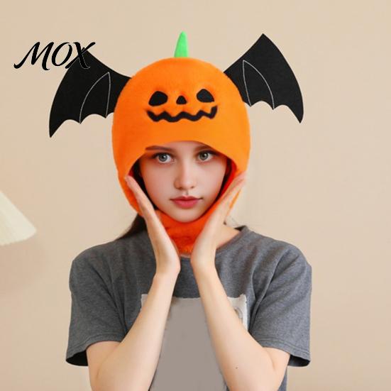 Halloween Costume Headgear Bat Pumpkin Head Hat, Cute Spooky Full Mask for Adults Festive Roleplay Hat Kids, Soft Plush Prop Party Cosplay,