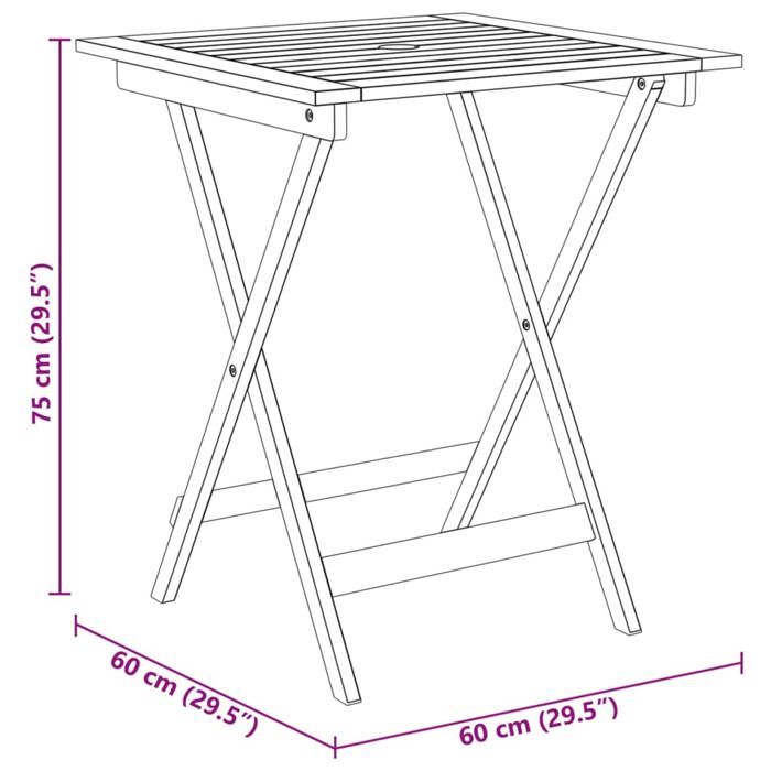 VidaXL Mobilier à Dîner de Jardin Pliable 3 pcs Table et Chaises d'Extérieur Ensemble de Salle à Manger de Terrasse Patio 3058254