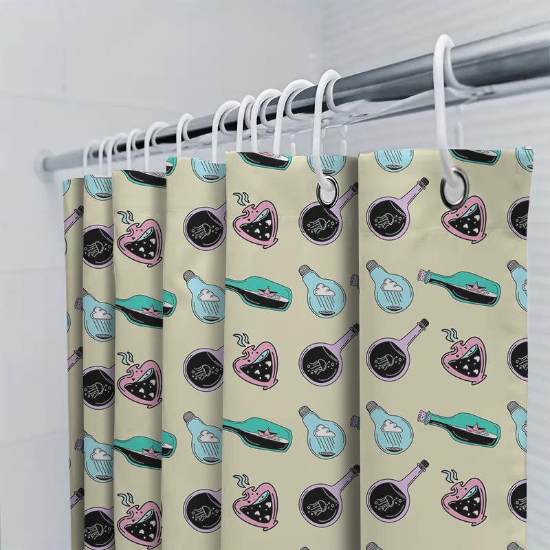 Colorful Magical Pottery Pattern Shower Curtain Bathroom Decor Home Accessories Decoration 180 x 205cm