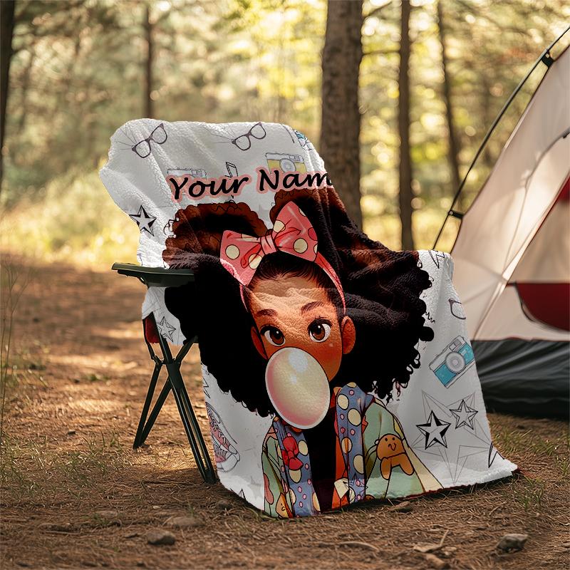 1PC Custom Name Bubble Gum Dreams outdooor Flannel blankets Patterns Throw Blanket All-Season Soft Gift for Couch, Bed, Camping gifts