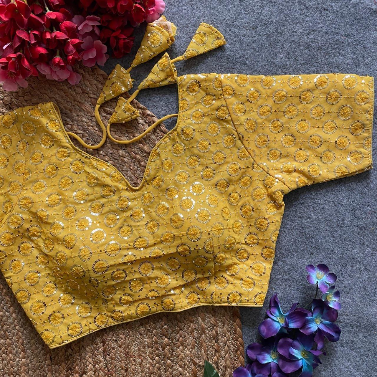 

Launching new designer Heavy Georgette with sequence work blouses L