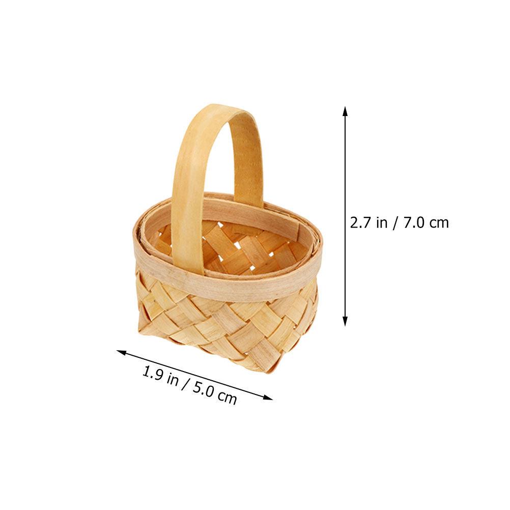 

5Pcs Mini Woven Basket Set Tiny Wood Slice Baskets for Candy Jewelry Erasers Petals Home Craft Storage Party Favors Gift Basket бежевый