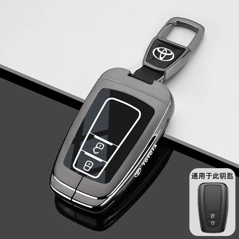 Zinc Alloy Leather Car Key Case Cover Shell for Toyota CHR Hilux Fortuner Land Cruiser 200 Camry Corolla Crown RAV4 Highland
