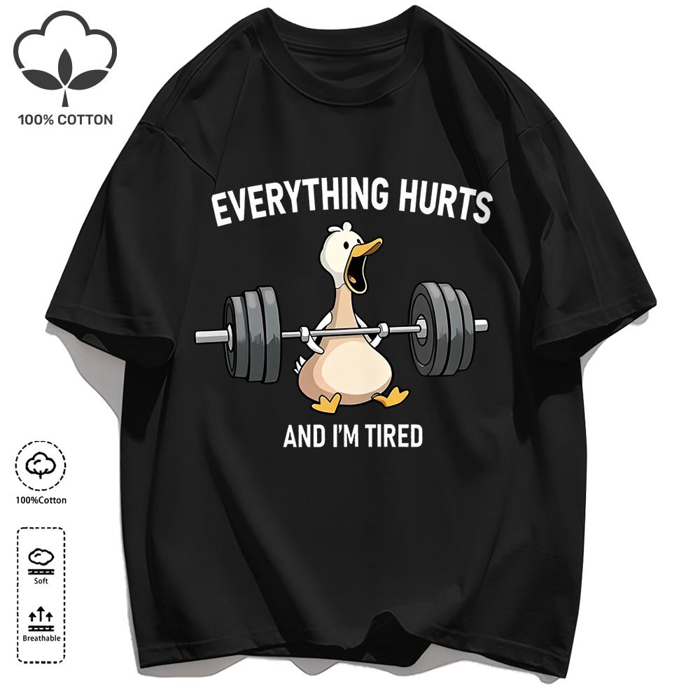 The Great Goose Striving For Fitness T-Shirt Unisex Loose Cotton Tee Trendy Summer Short Sleeve Unisex All-Match Hip Hop Clothing