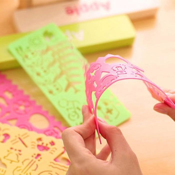 4Pcs DIY Graphic Template Stencil Drawing Stationery Ruler School Painting Supplies Drafting Tool Art