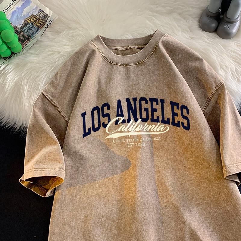 

Калифорния Основана в 1850 году Лос-Анджелес Футболка Мужская Мода Уличная Футболка Хлопок Ретро Выстиранная Короткий Рукав Футболки с Круглым Вырезом Мужские S