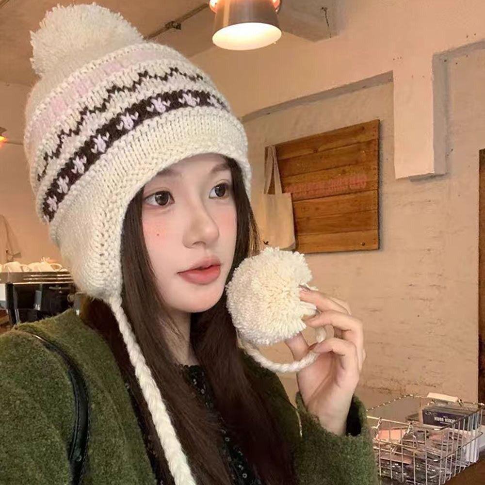 Knitted Warm Beanies Caps Windproof Skullies Hat Casual Ear Protection Hats  for Autumn Winter