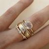 Luxury Shine Gold Color Inlaid with White Zircon Set of Rings Fashion Engagement Wedding Women's Ring Jewelry Sets