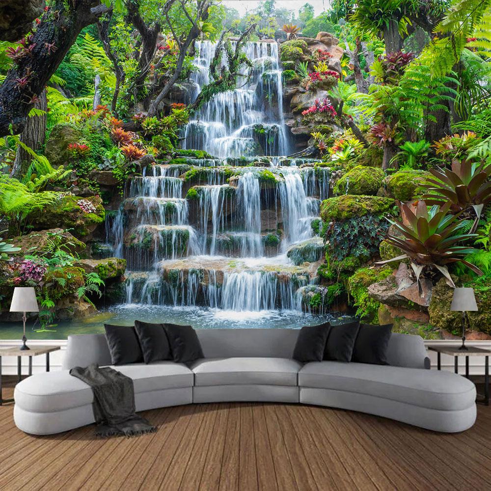 Frumoasă pădure naturală imprimată tapiserie mare de perete ieftină hippie agățată tapiserii de perete boeme decor mandala de perete