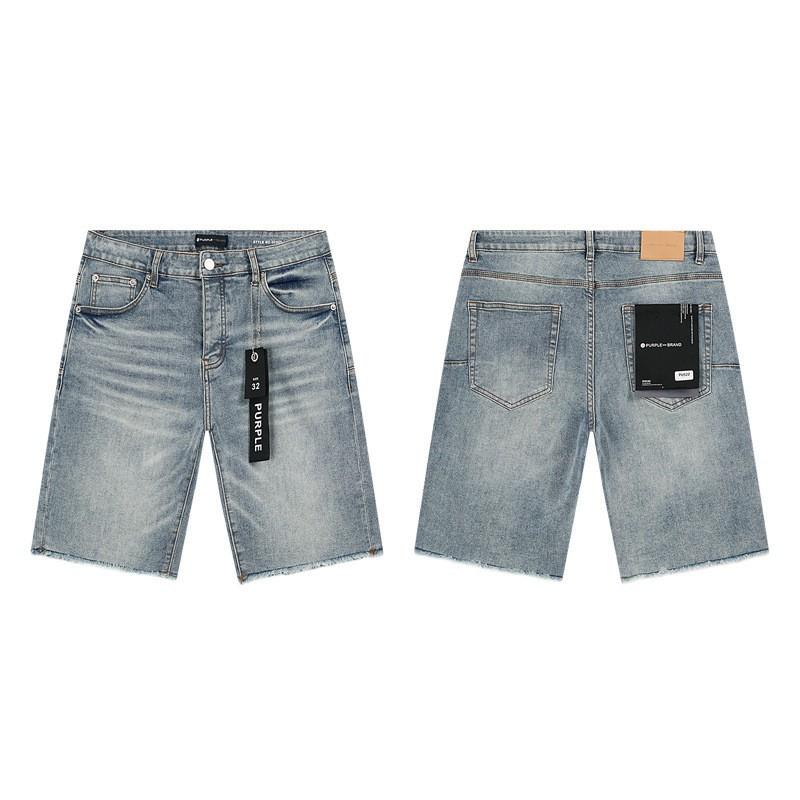 Purple Jeans Streetwear Loose Fit Denim Shorts Men Women Mid-Rise Straight Cut With Embroidery Stone Wash