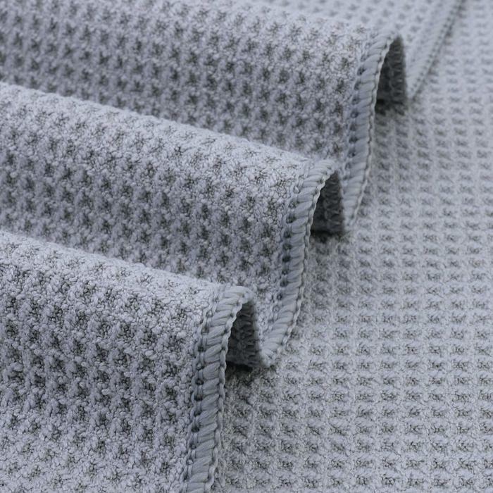 Polyte - ML-PW1628-GRY12 - 12 Torchons De Cuisine En Microfibres Premium - Tissu Alveole - Gris - 40 X 71 Cm