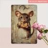 Metal Poster Wall Art Vintage Mouse with Cookie Kitchen Decor