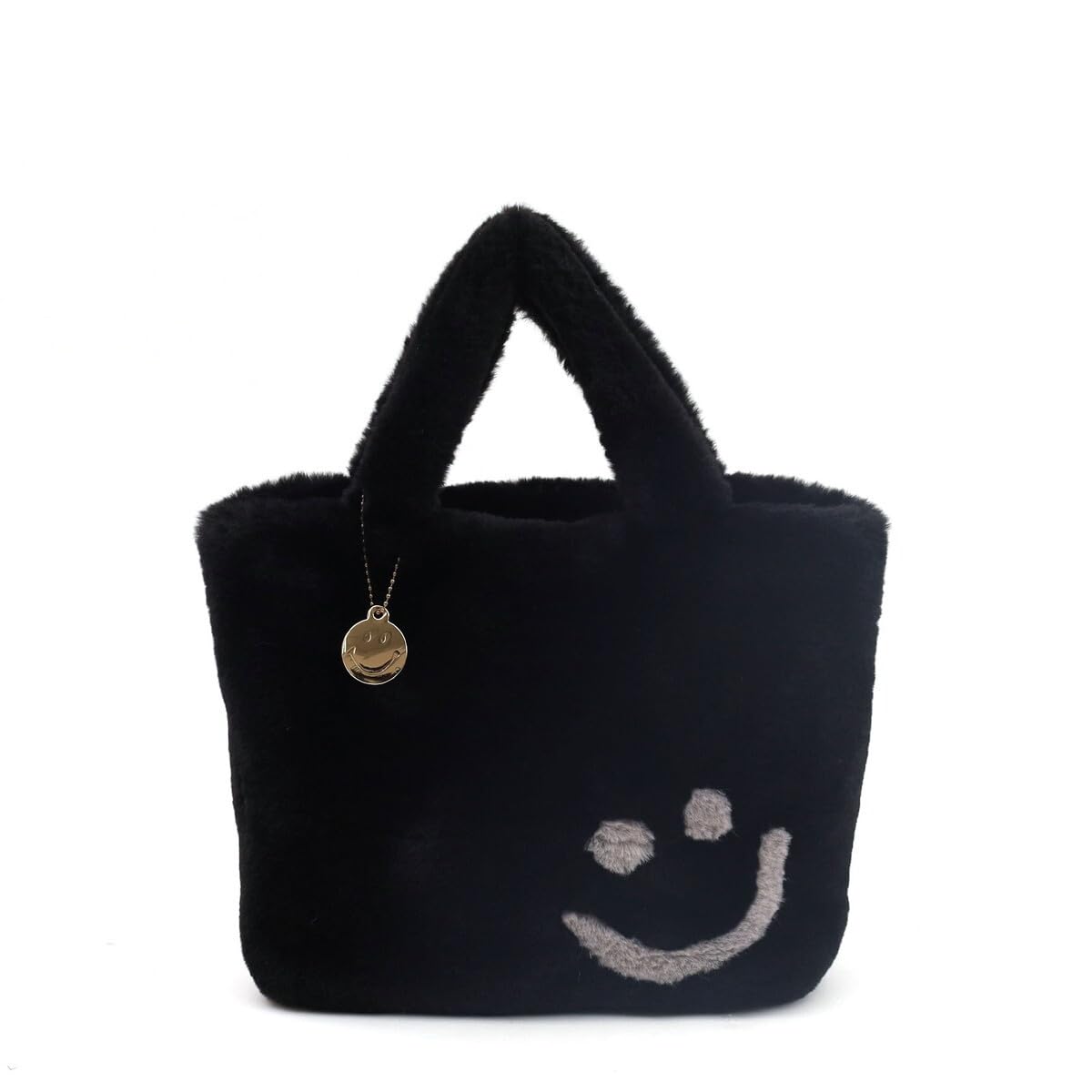 

Cuco SMILEY Charm Eco Fur Face Tote Bag 2553111703 Black (210)