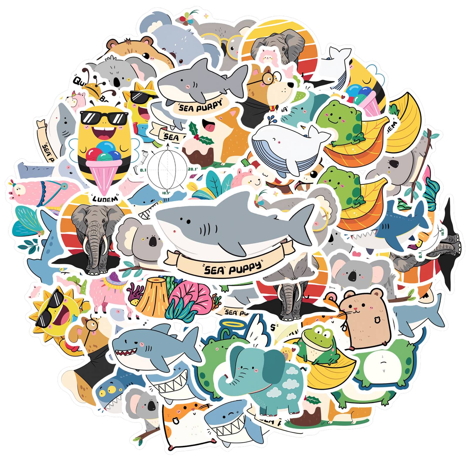35pcs Cute Llamas Stickers Cartoon Cute Cartoon Stickers Marine Life Graffiti Decals For Suitcase Fridge Phone Luggage