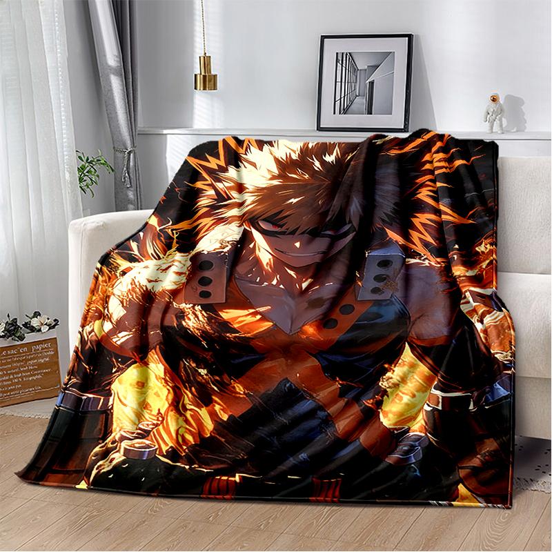 3D My Hero Academia Deku Bakugou Cartoon Anime Blanket,Soft Throw Blanket for Home Bedroom Bed Sofa Travel Picnic Cover Kids