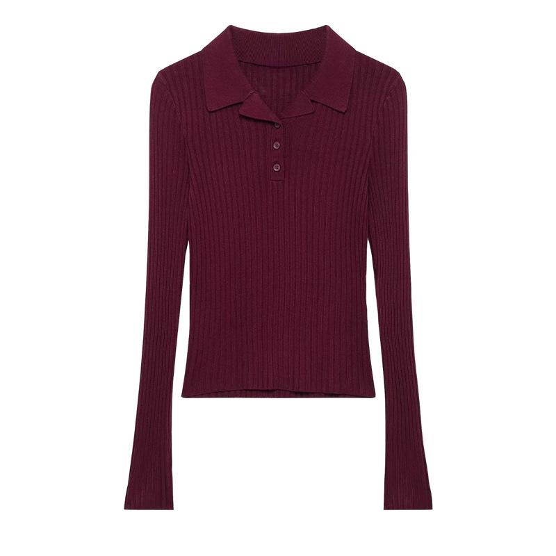 

Женский весенний трикотаж TAOP&ZA: Повседневный стиль отложной воротник свитер с длинным рукавом Medium вино красного