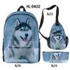 Classico Novità Strano Divertente Cool Husky Stampa 3D 3pz/Set alunno Zaini Scolastici Zaino per Viaggio per Laptop Borsa da Petto Astuccio