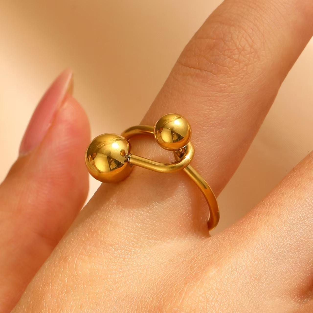 

Stainless Steel Small Ball Rings for Women Men Vintage Irregular Metal Open Finger Ring Couple Punk Waterproof Jewelry Gifts