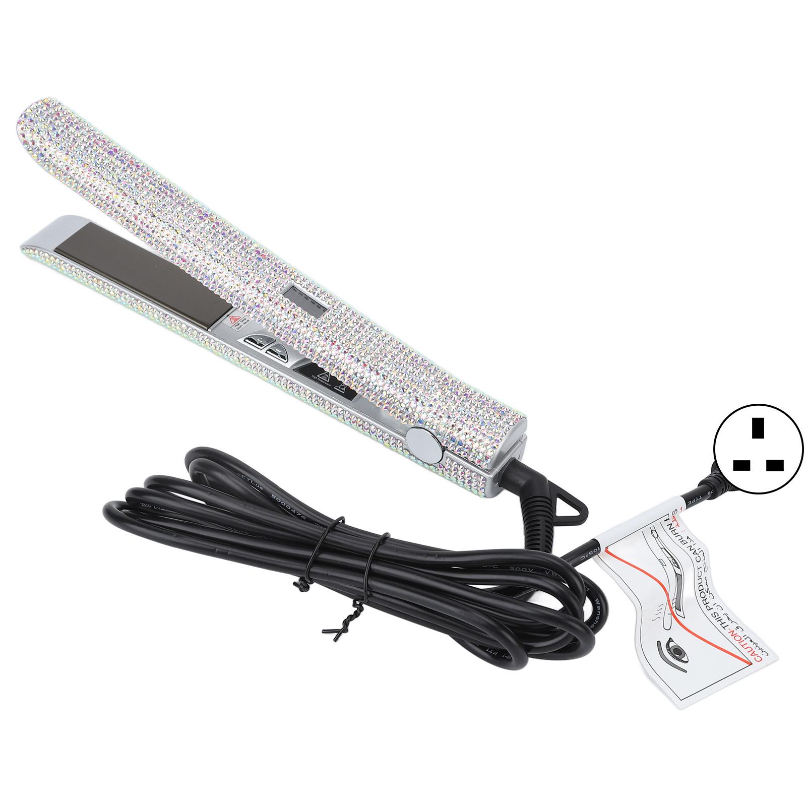 

Электрический выпрямитель для волос со стразами, 150 Вт, 2 в 1, более быстрая форма, ЖК-дисплей, переменная температура UK PLUG