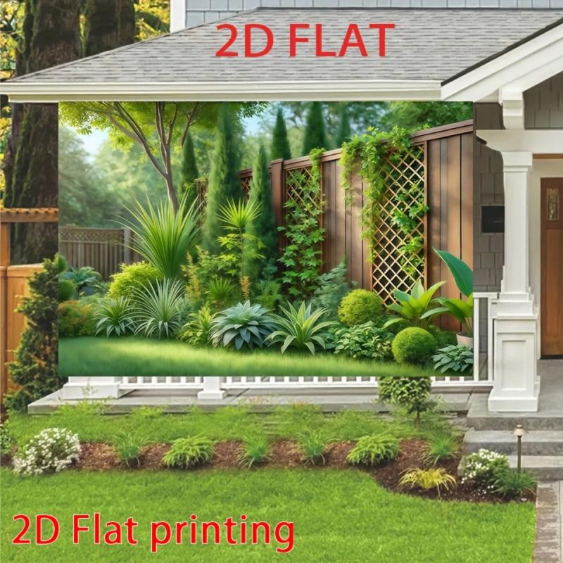 Green And Lush Garden Scenery Tapestry Living Room Bedroom Office Room Decoration Polyester Fiber Wall Hanging
