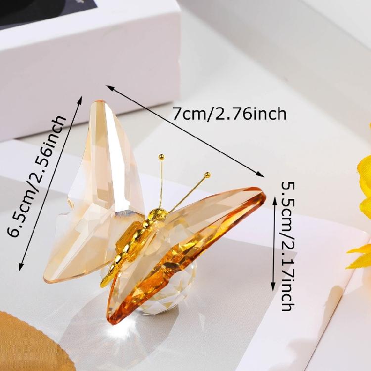 Crystal Butterfly Figurine with Clear Glass Balls Base Glass Butterfly Statue Crystal Animal Figurine for Home Ornament