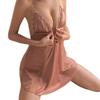 Beautiful Yarn Perspective Thin Sexy Deep V Suspender Nightdress Front Buckle Pure Desire Sexy Lace Woman